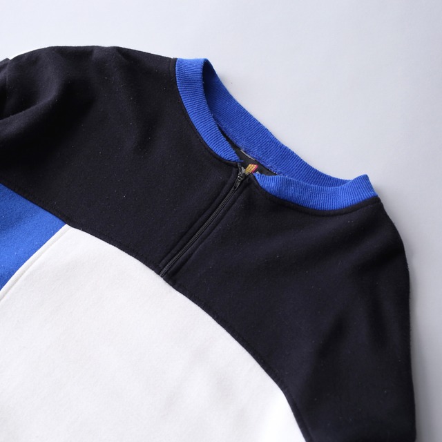 switching  color half-zip sweat pullover