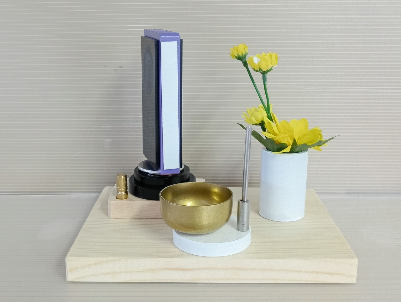 【商品番号 11  】　人生位牌ステ－ジセット 天回260 パープル アルミ黒 りんアルミ白・造花用花筒白＋KP台座