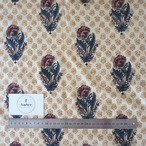 ブロックプリント生地【50cm単位】インド綿  花柄 生成り×赤×青 #36110-BG1