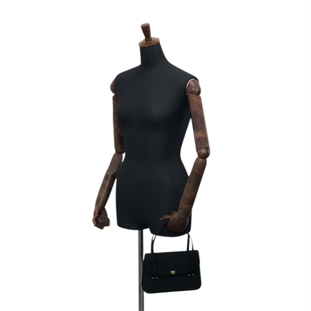 GUCCI グッチ ハンドバッグ ブラック ロゴ サテン vintage ヴィンテージ オールド 7gsmmp