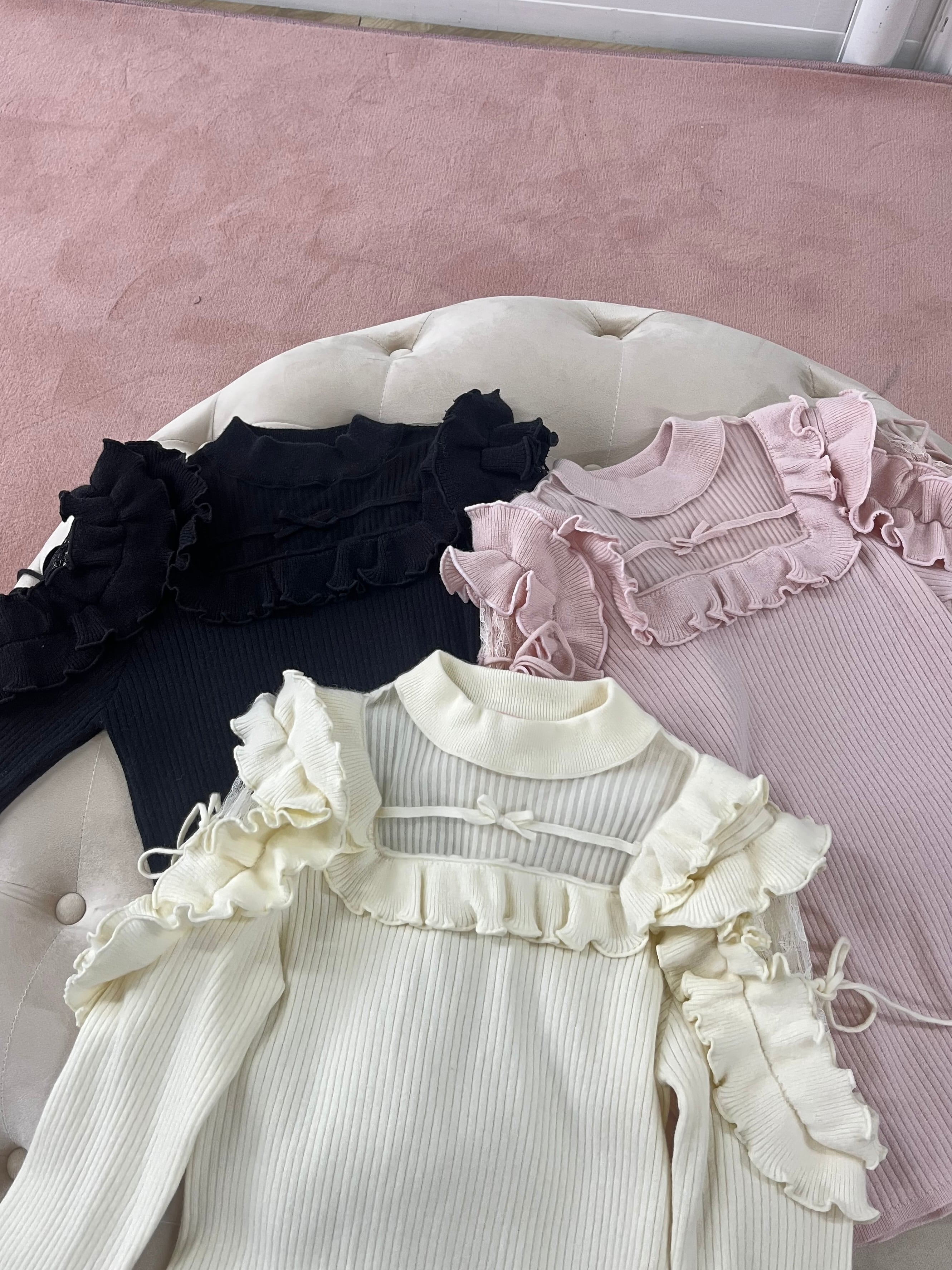 きらきらショルダーフリルニット | meltie 