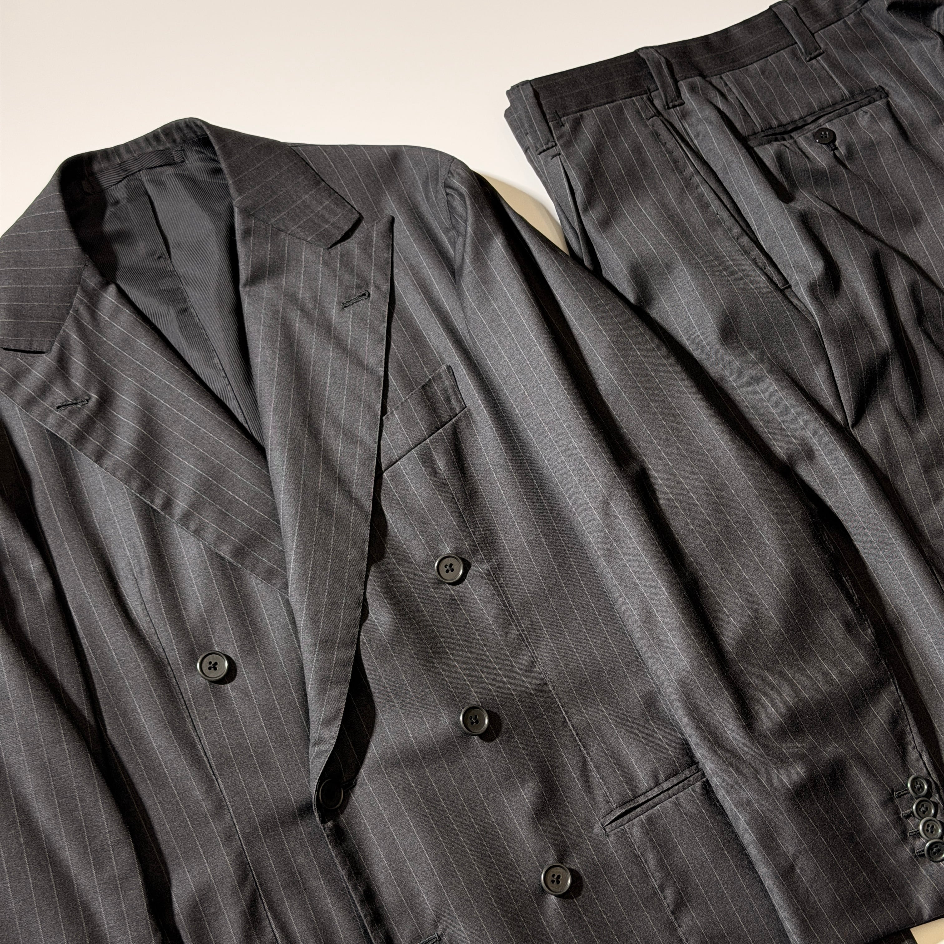 Sartoria Solito Double-Breasted Suit Wool Gray 50 | ASSET VINTAGE