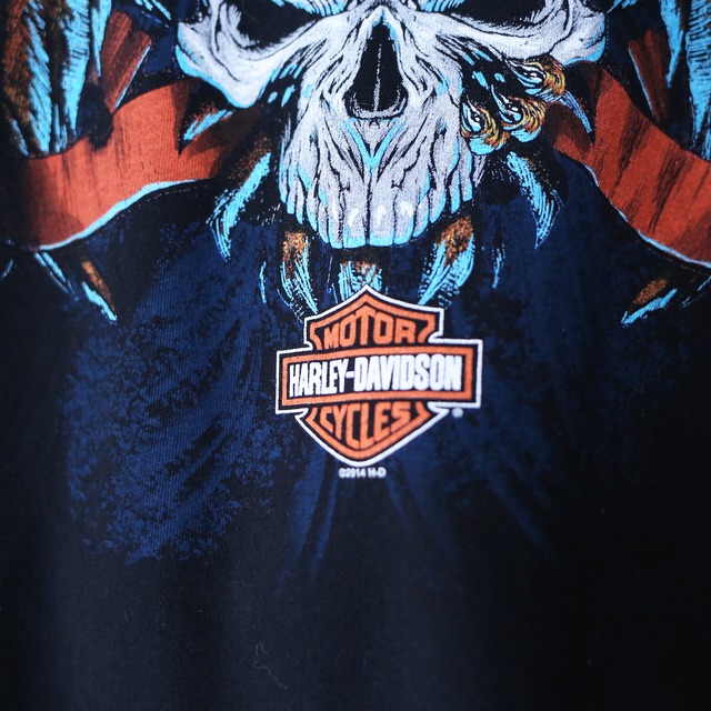 "HARLEY-DAVIDSON" scull×eagle printed super over silhouette l/s tee