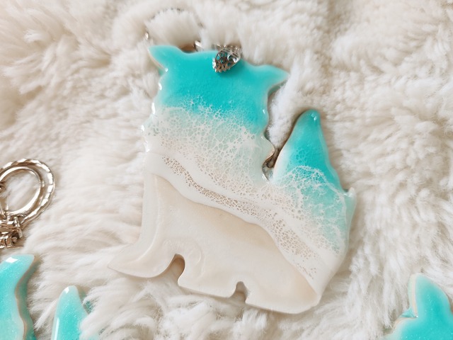 494.オーシャンレジンアート シーサーキーホルダー