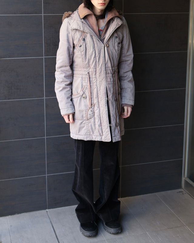 layered far hood coat