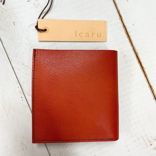 【送料無料】Icaru レザー財布(レッド)“オレンジに近いレッド”
