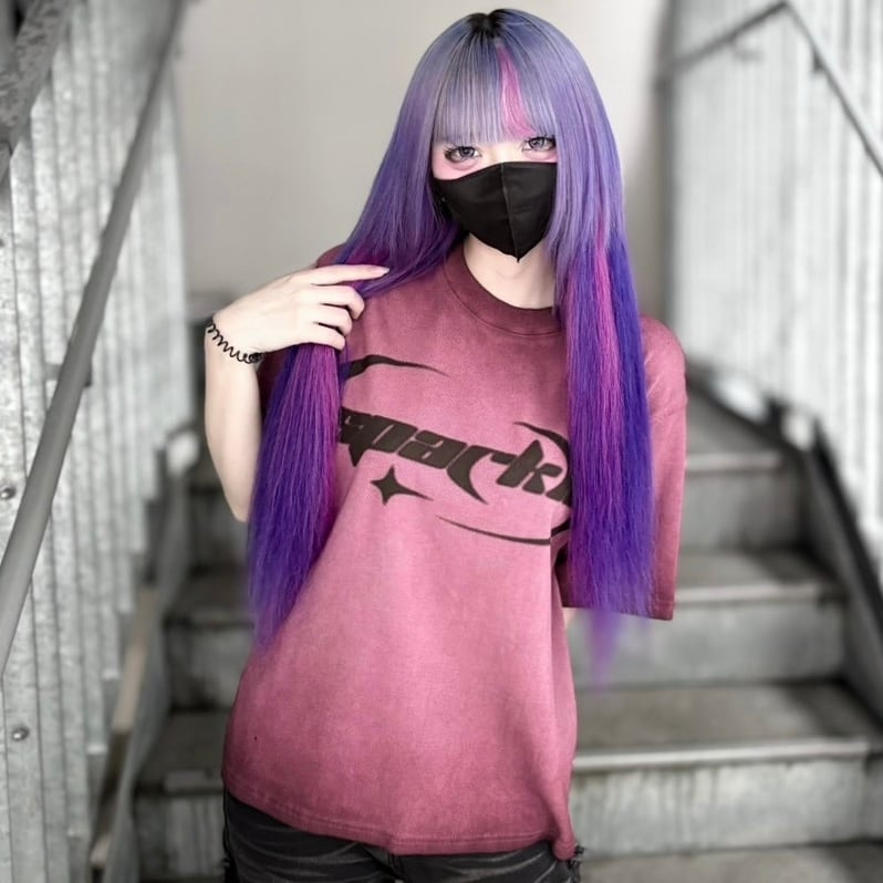 【CANDY SELECT 】スプレー加工テレコTシャツ 235591 カットソー グランジ  トップス ストリート 地雷 サブカル ブランド ユニセックス