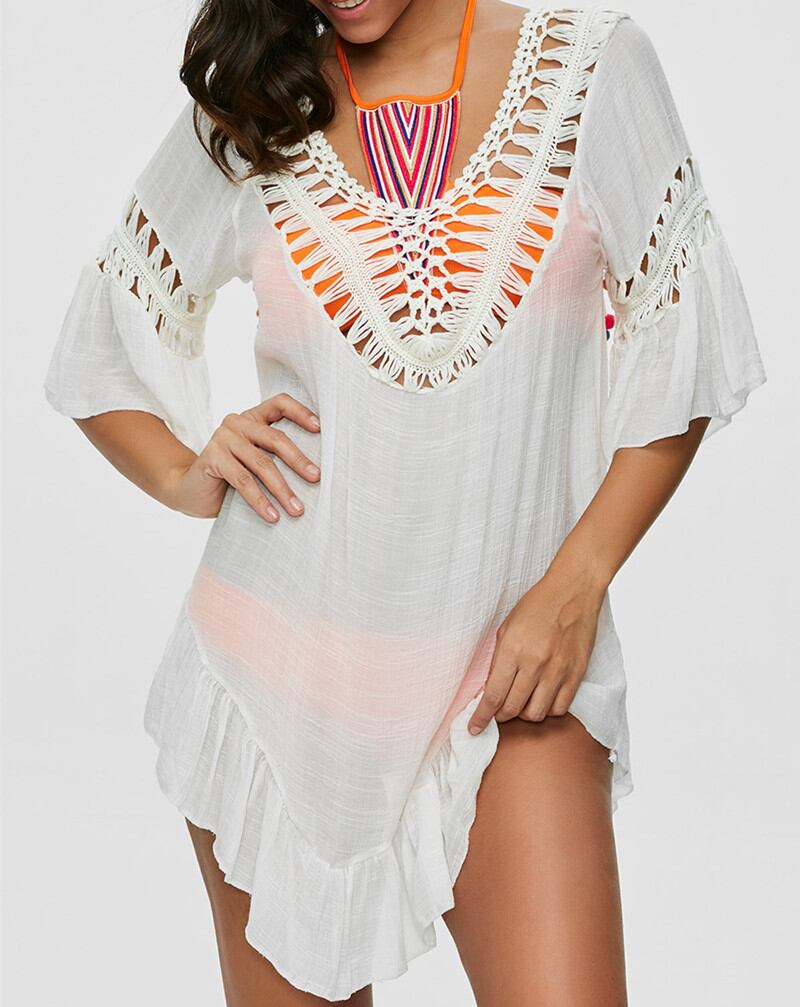 エスニック調ビーチ体型カバー ビーチウエア