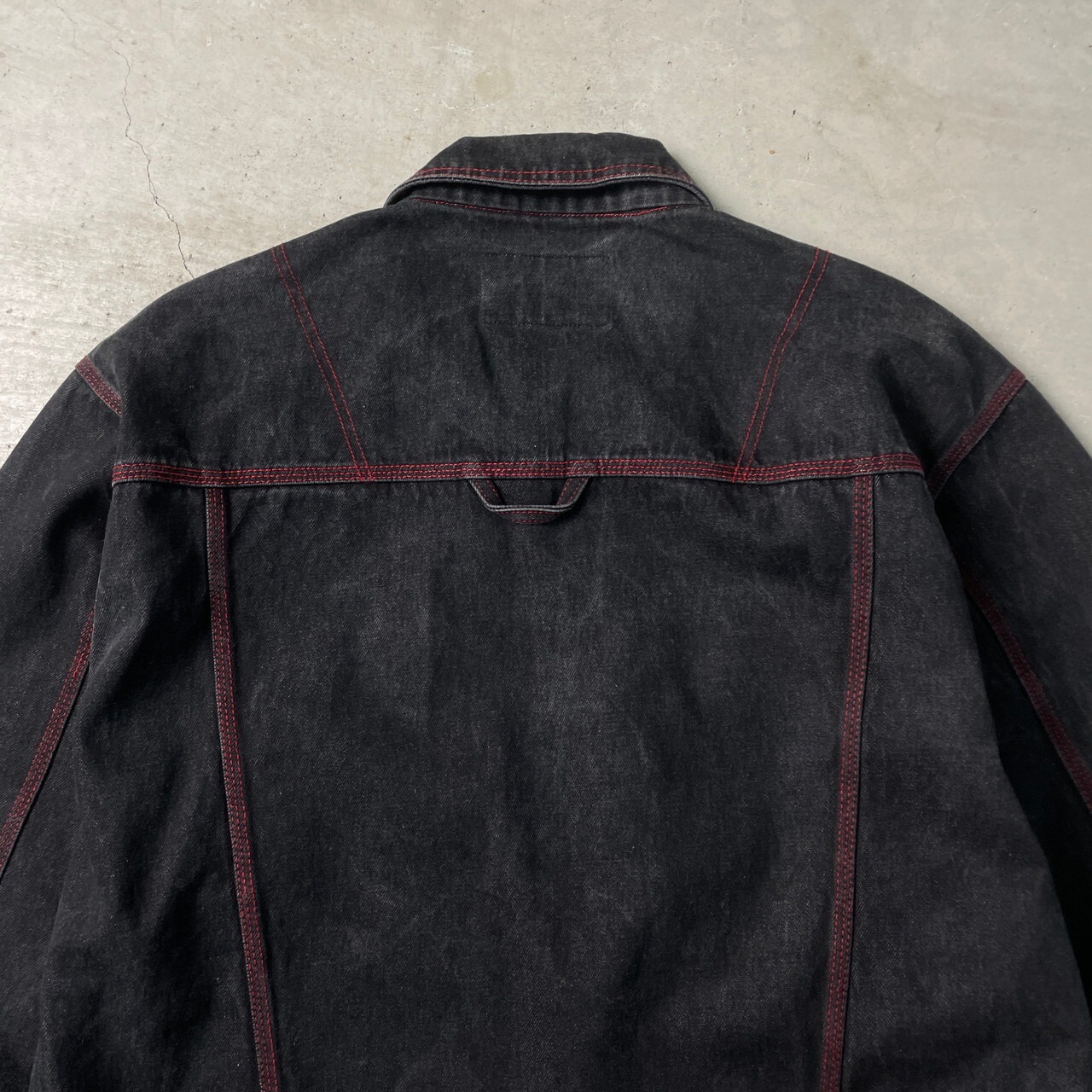 90年代 webs jeans ブラックデニムジャケット レッドステッチ メンズ 