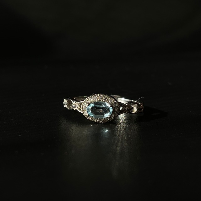 【S925】アクアマリン リング｜天然石 シルバー925 フリーサイズ｜クラックあり