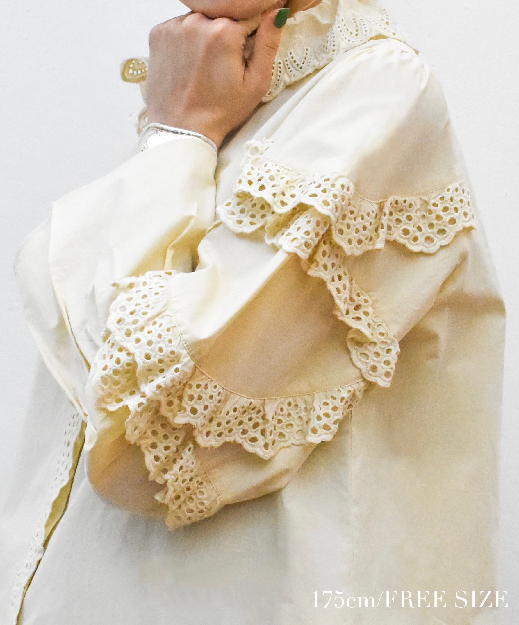 cotton lace blouse（pink beige） Caraサイズ