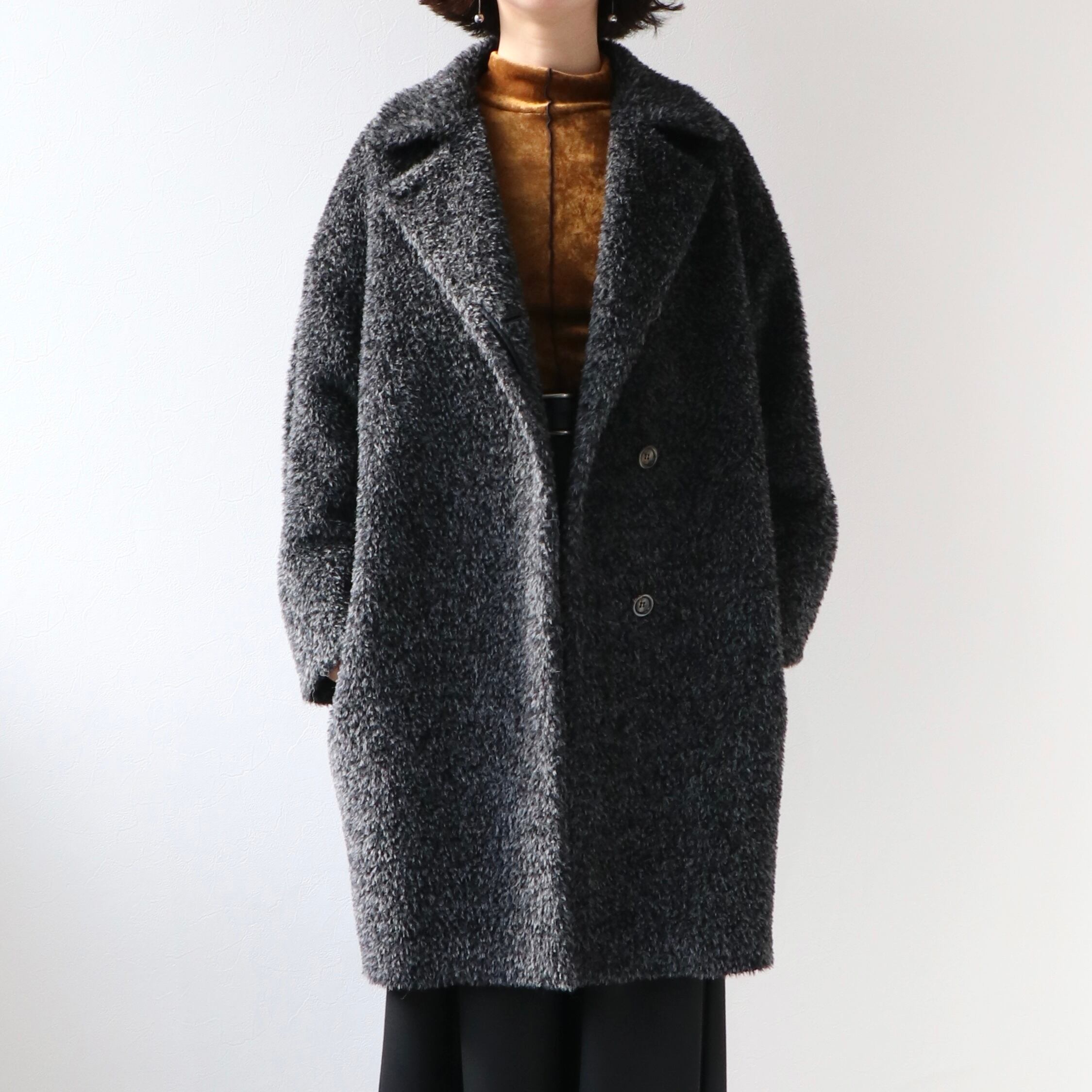極美品★マックスマーラ アルパカシャギー ベルテッドコート スーパーロング 44 S Max Mara 【エス・マックス・マーラ】 ”MALESIA” アルパカシャギー