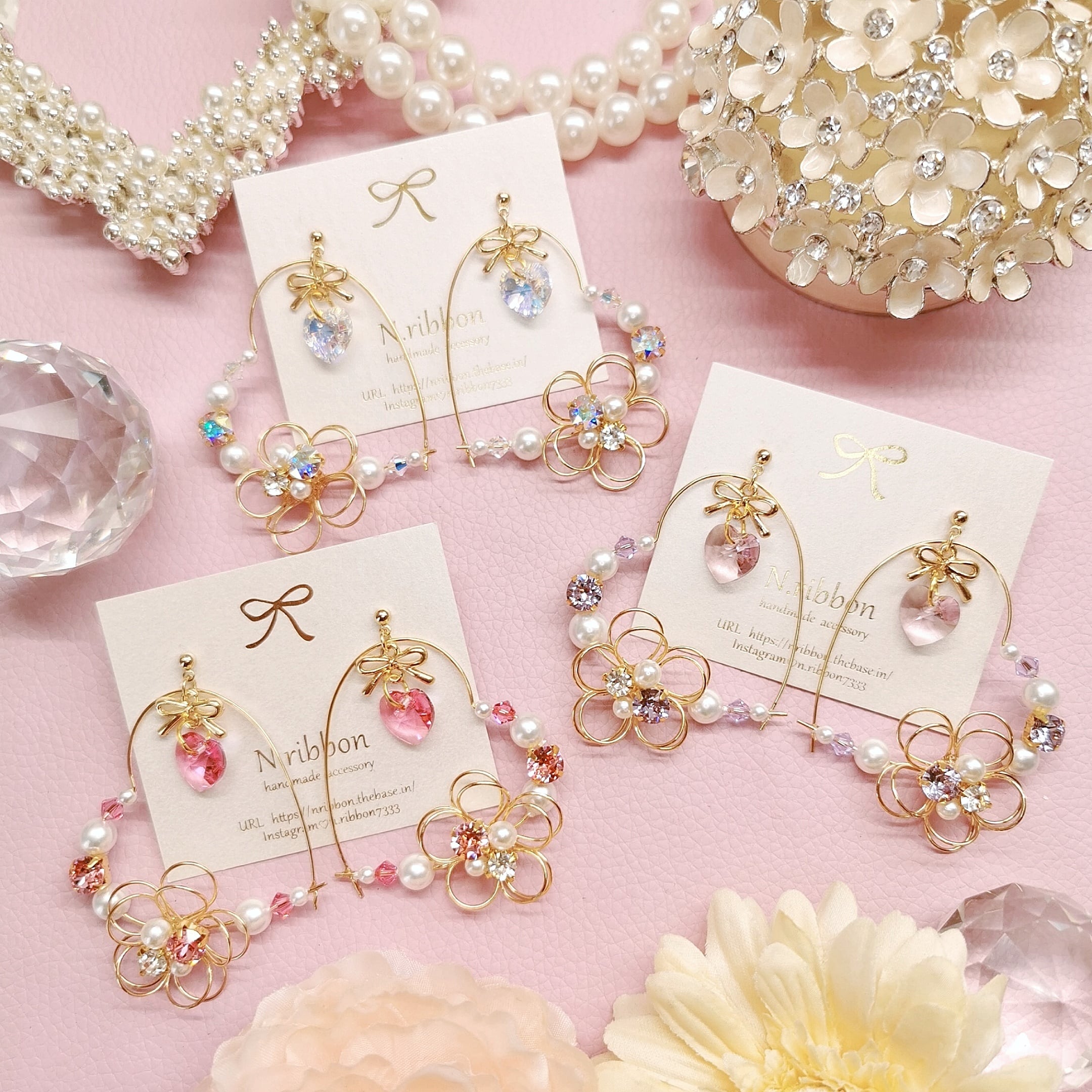 スワロフスキー　ピアス　フープ　ハート Matrix フープピアス, ハート, 大, ホワイト, ロジウム・プレー