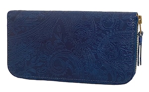 RE.ACT Paisley Indigo Round Fastener Long Wallet