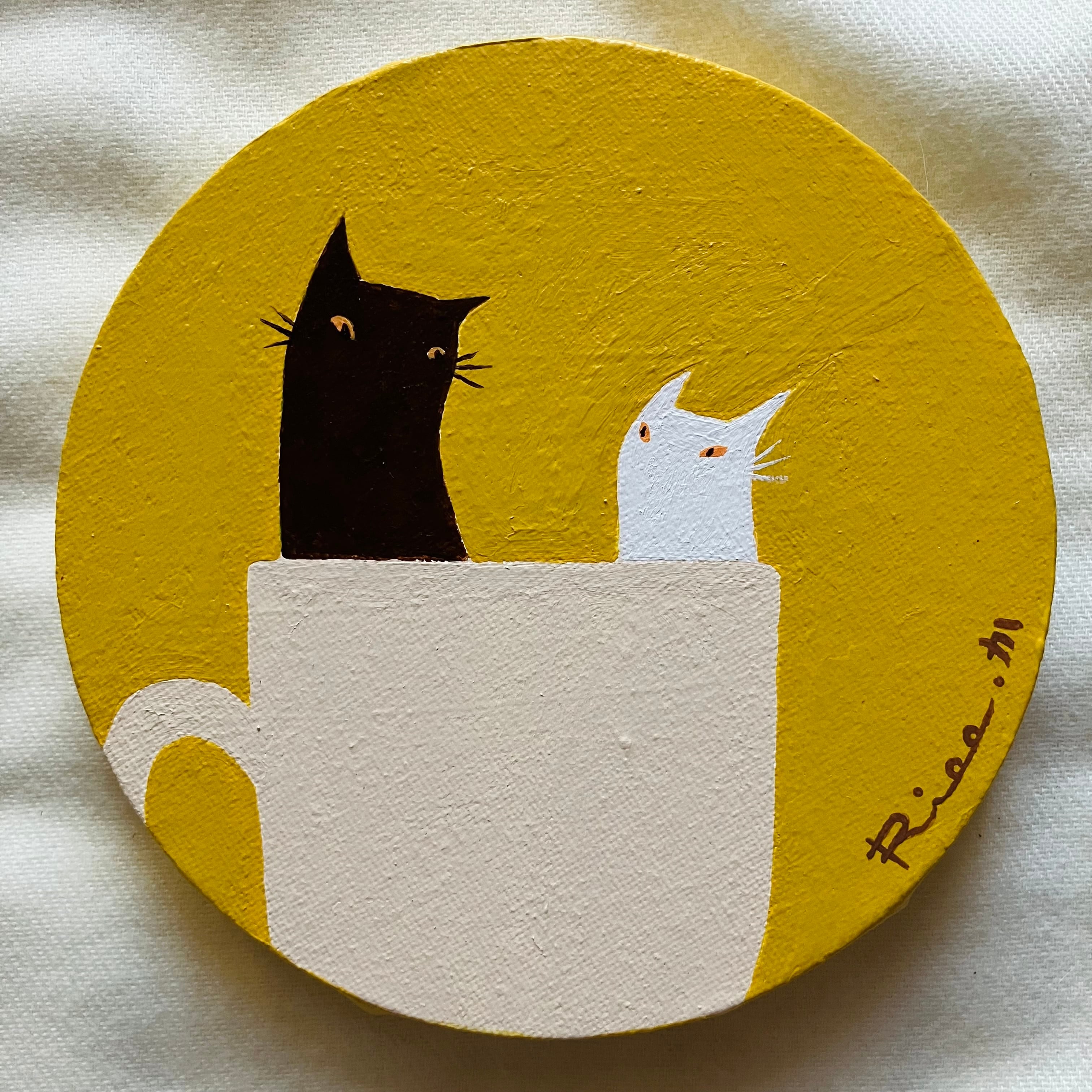 Suicat／原画 キャンバス 絵 絵画 アート イラスト 猫 白猫 | Riee .か