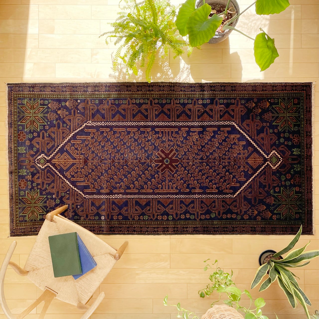 ヴィンテージラグ｜ラージ vintage rug large * ボタニカルネイビー 