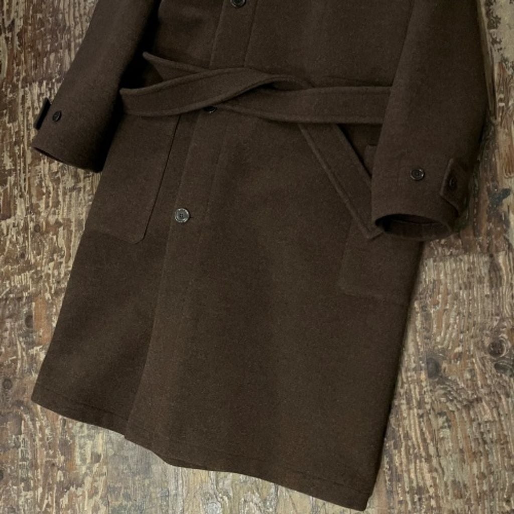 LEMAIRE ルメール 24AW WRAP COAT WITH CONTRAST STITCH BROWN CHINE