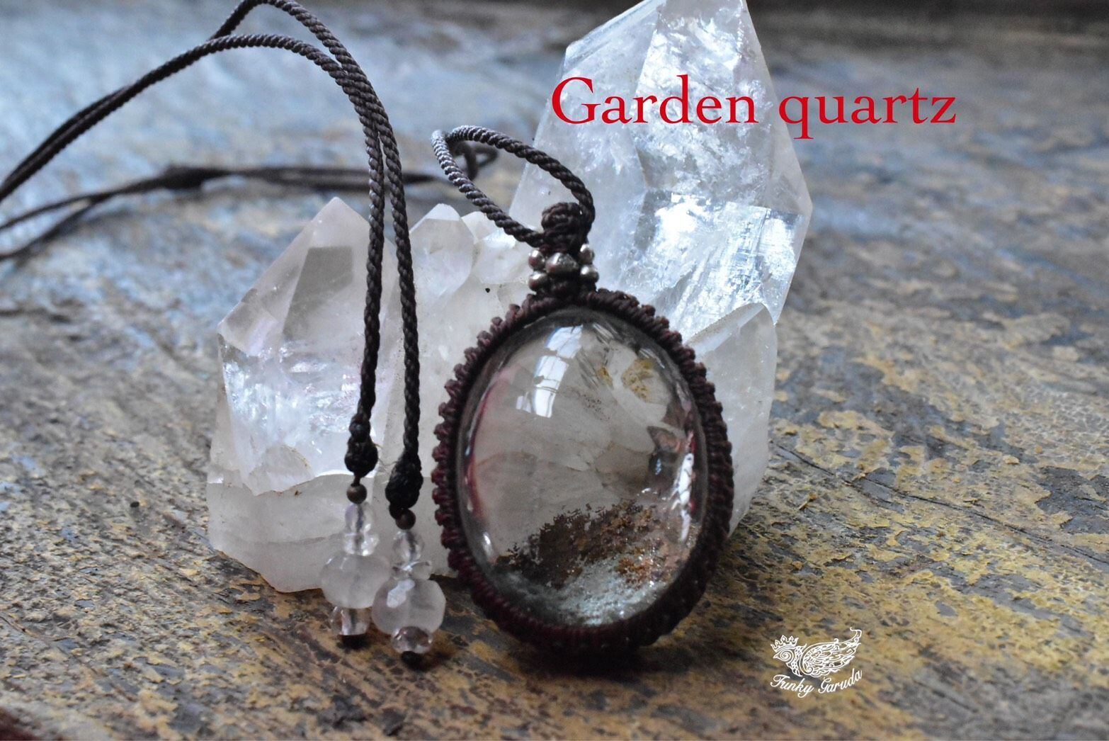 太古の大地☆高品質ガーデンクォーツ マクラメペンダント gy024