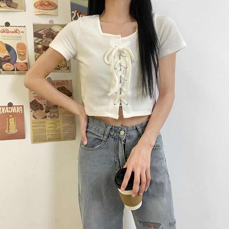 ショートトップス サマーTシャツ バンドスリムニットセーター 夏物 1号婦人76820692840