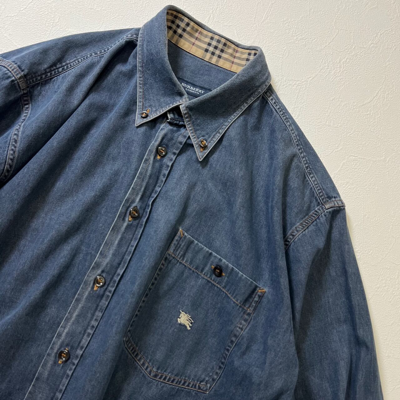 90s BURBERRY LONDON デニムシャツ バーバリー 長袖シャツ 古着 | RUFFY