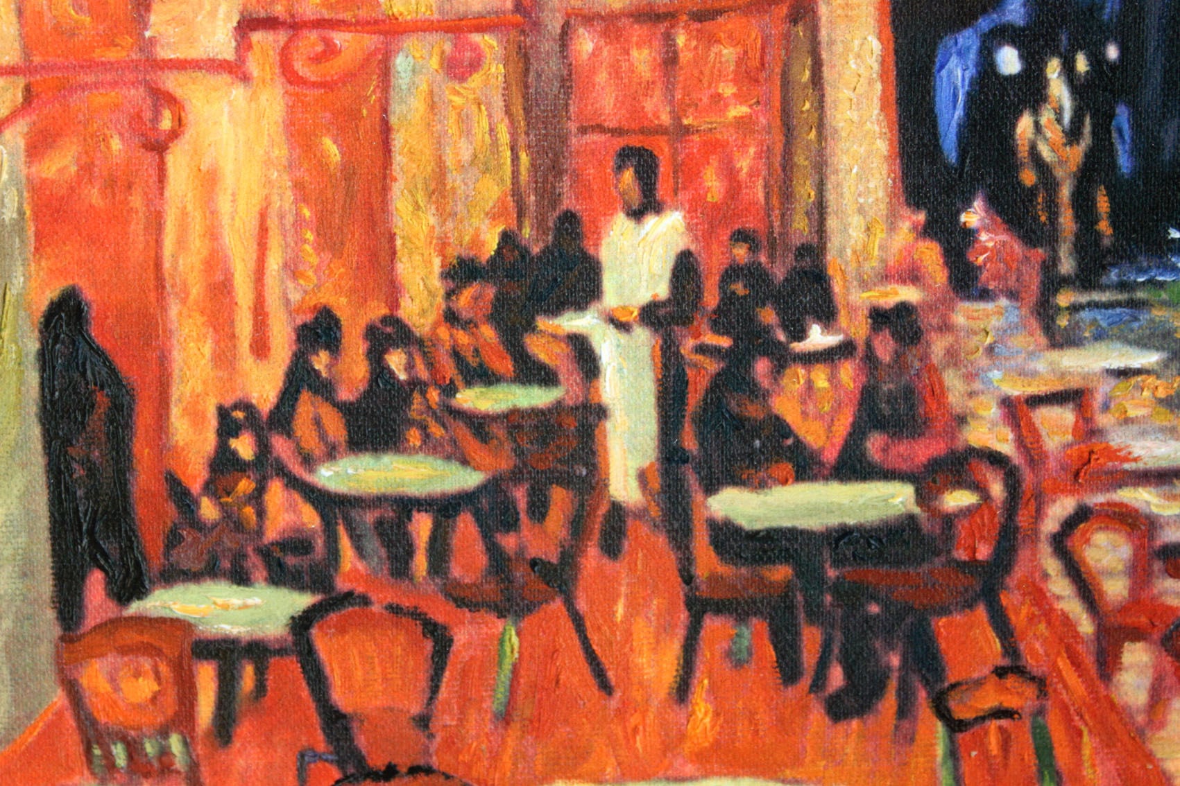 ゴッホ 絵画「夜のカフェテラス」額縁4色選択可能 作品証明書 展示用フック 限定エディション付複製画 ジークレ