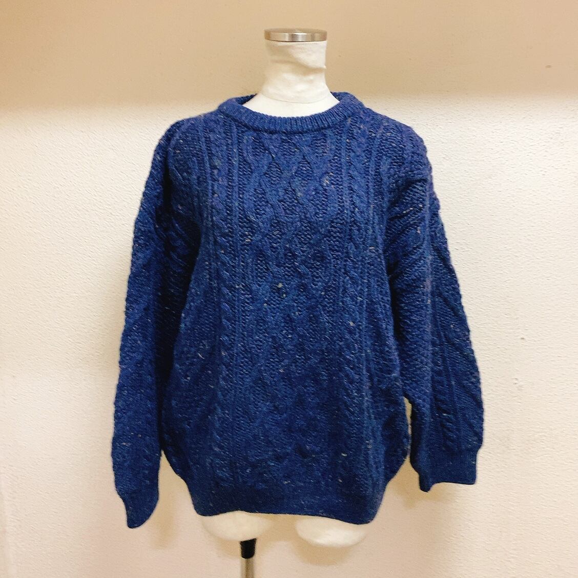 ヴィンテージ 長袖ニット 紺 ウール 英国製 vintage knit | UTA