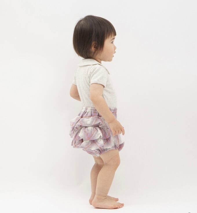 【26SS】mimipoupons(ミミプポン)フリルパンツ PURPLEチェック(onesize 70-90)