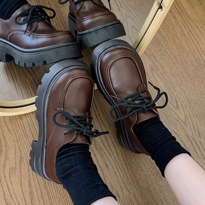 厚底 ローファー ドレスシューズ レディース 韓国 通勤 通学 学生 大人 シンプル きれいめ カジュアル PUレザー ローヒール 歩きやすい 疲れにくい メイド コスプレ 大人可愛い 大人女子