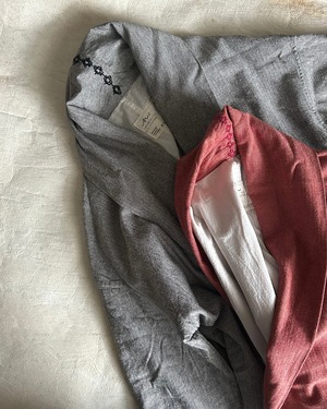 リネン／コットン ヘリンボーン ローブコート