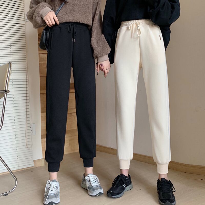 パンツ スプリングオータムベルベットルーズハイウェストウェストカジュアル 春物 秋物 試着室40873080207