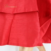 フラダンス 衣装 Paondor パンドール ワンピース ドレス レッド系 無地 シンプル 赤 光沢 高級感 袖 フリル かわいい 鮮やか ダンス衣装 イベント ステージ 日本製 おしゃれ ハワイアン アロハ