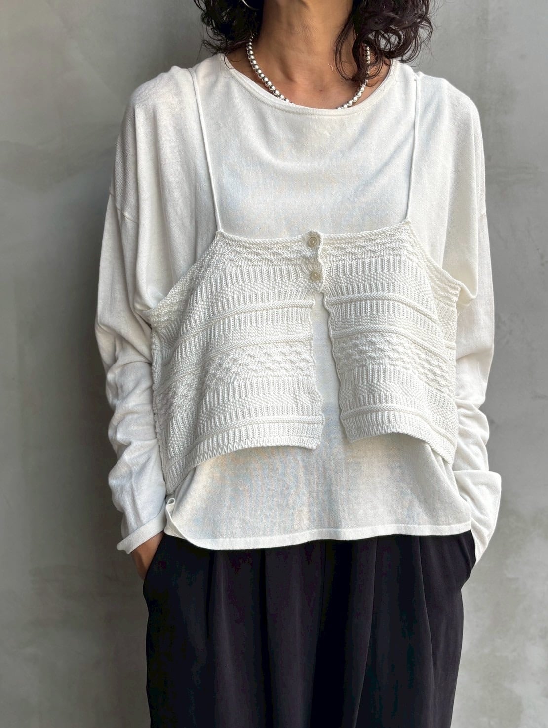 Flamingo firm 】ニットキャミソール（幾何学柄＆ケーブル柄