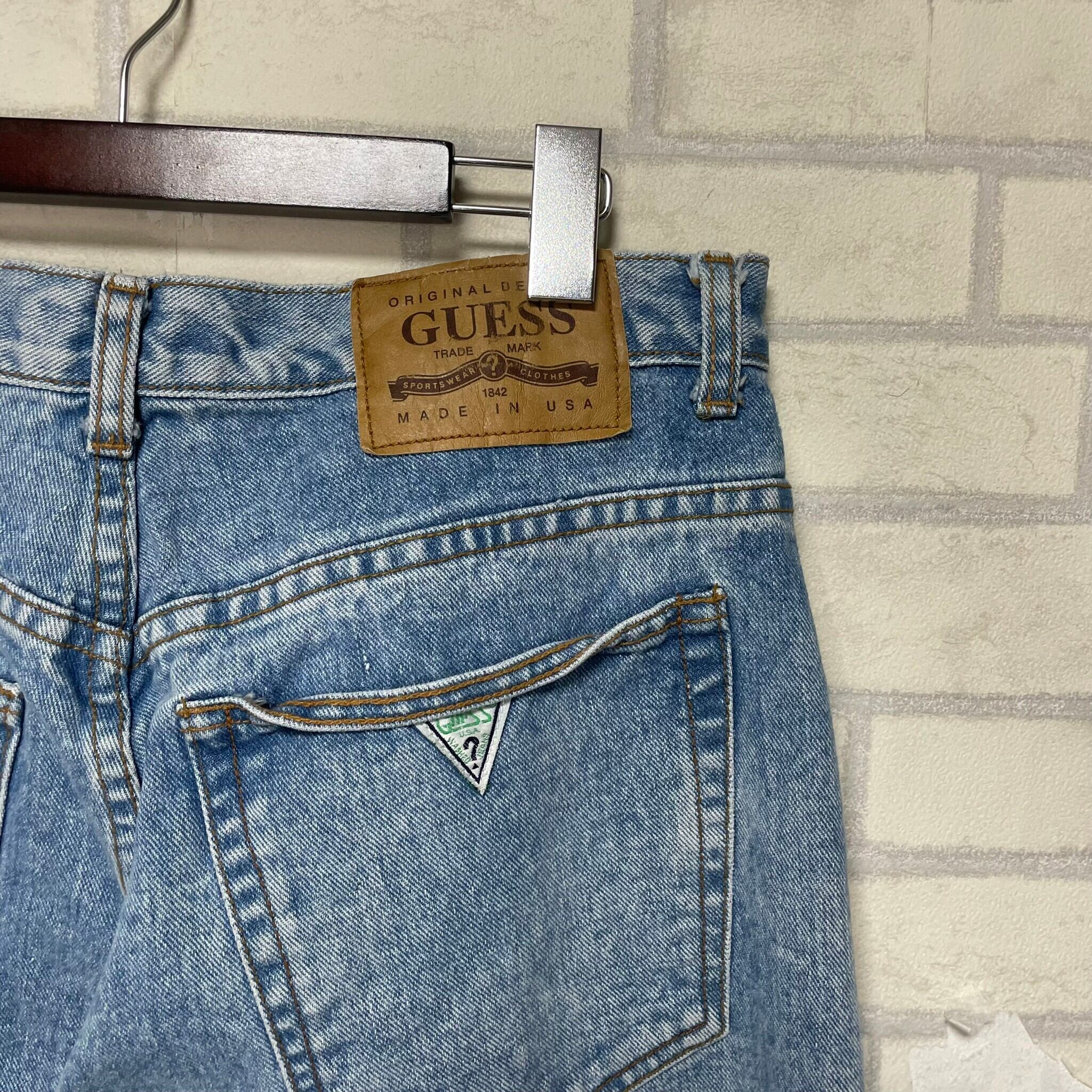 Made in USA】【W34×L32】GUESS デニムパンツ 革パッチ | 古着屋OLDGREEN
