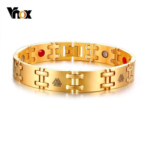 【送料無料】 メンズ ブレスレット バングル パワー ゴールド トーン ステンレス エネルギー ヒーリング マグネティック 手首 40000481