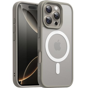 【在庫のみ】JETech iPhone 16 Pro Max 6.9インチ用 マグネット ケース MagSafeに対応 半透明のマット背面 薄型 耐衝撃 カバー (ナチュラルチタニウム/ホワイト)