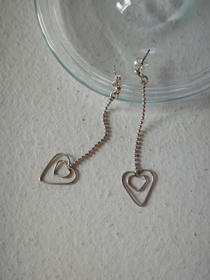<vintage silver925>ball chain heart piere