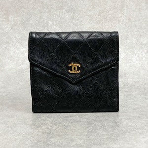 CHANEL シャネル ビコローレ Wホック  2つ折り財布 ラムスキン ブラック 4604-202112