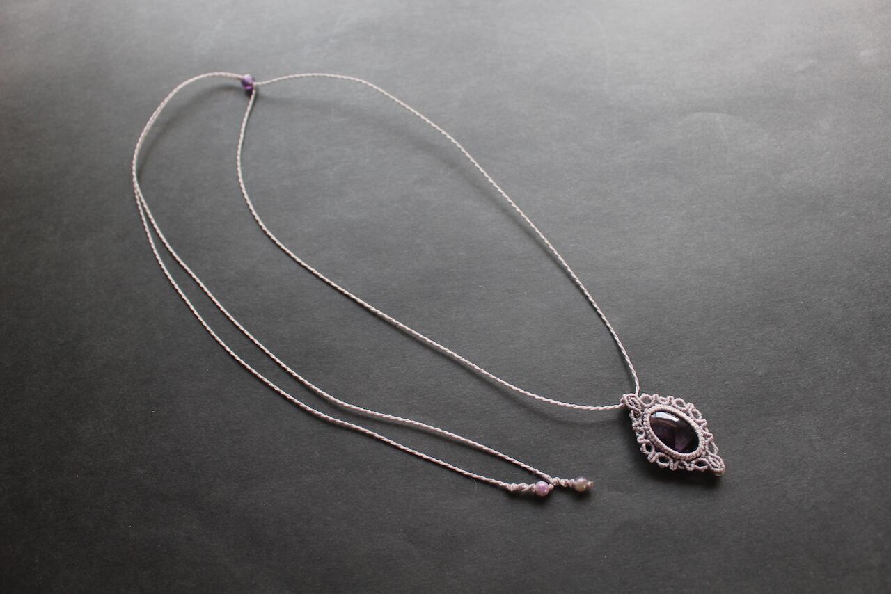 Trapiche amethyst micro macrame design pendant