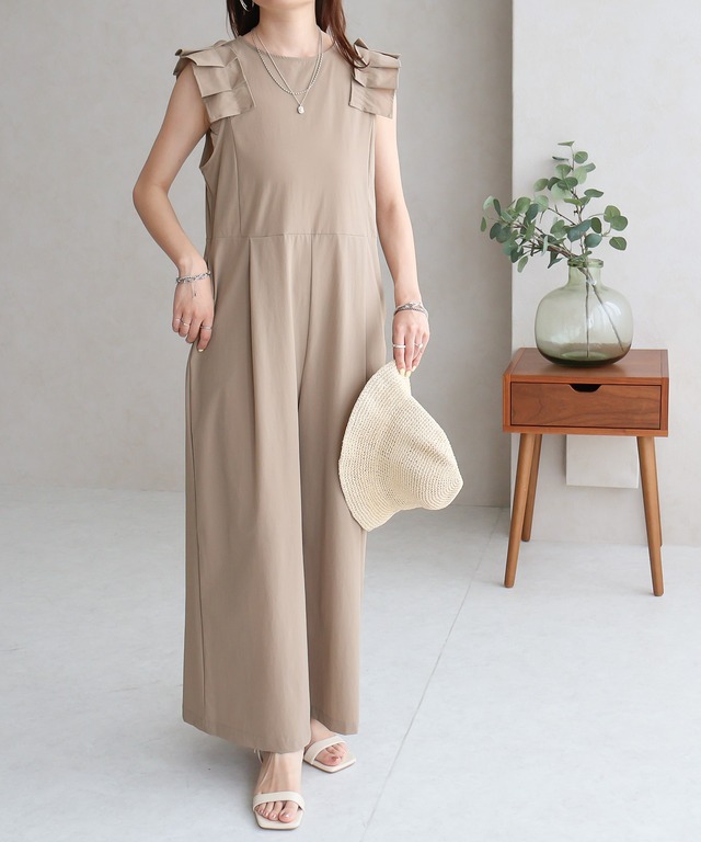 UVカット／吸水速乾 ラッシュガード前プリーツロンパース