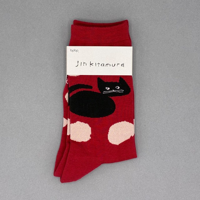【JIN KITAMURA】北村人 SOCKS DOT POODLE ソックス ドット 黒猫