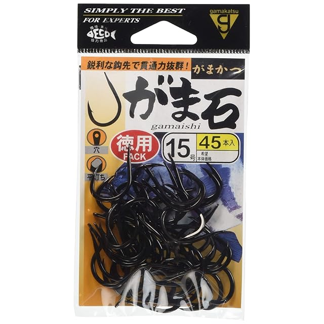 がまかつ(Gamakatsu) シングルフック がま石 徳用パック 15号 45本 黒