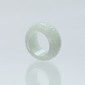 Carving NyoY 翡翠くり抜き甲丸リング A貨翡翠 jd_rg2517