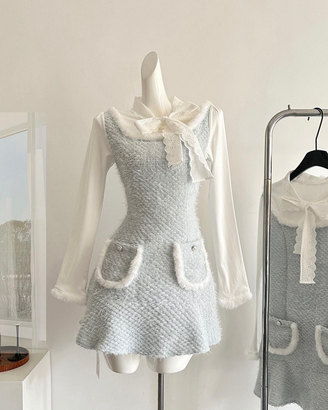 ファーディテールツイードリボンワンピース 25W08140