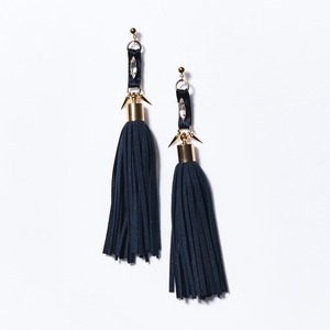 SATIN BIJOU STUDS TASSEL EARRINGS