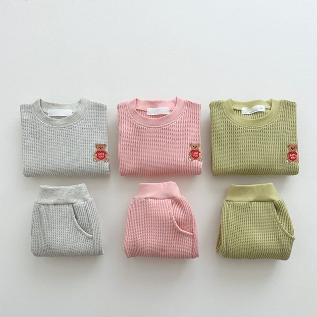 【秋作】熊柄ワッフルセットアップ　全3色