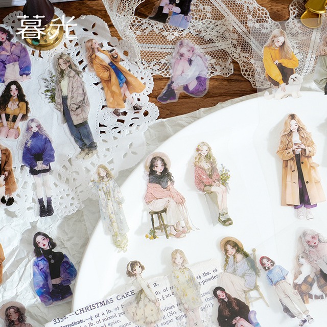 おしゃれな女の子のミニPETシールセット　6枚入り　小写生活（Lowercase Life）シリーズ【暮光之城】[TW-3s]