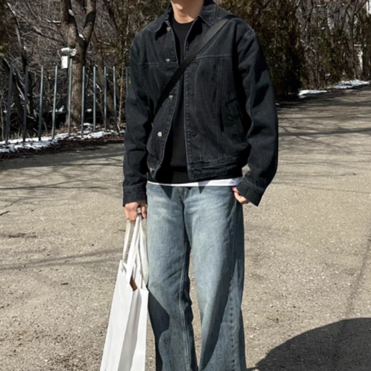 レトロウォッシュブラックデニムジャケット　0826