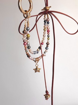 colorful star charm leather choker