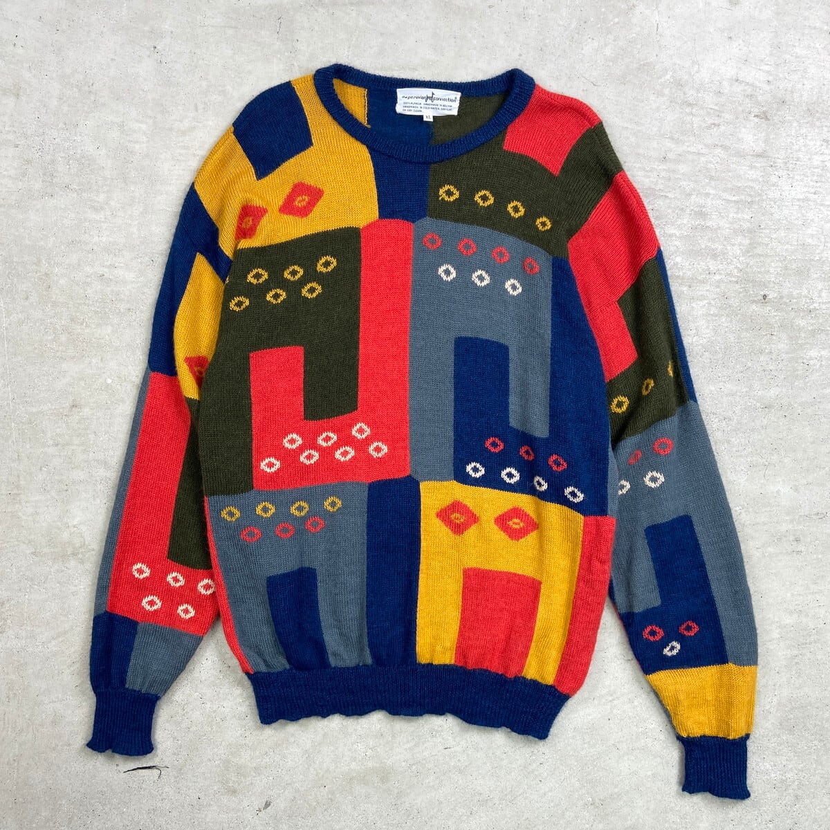 90年代 the peruvian connection 幾何学模様 アルパカ ハンドニット