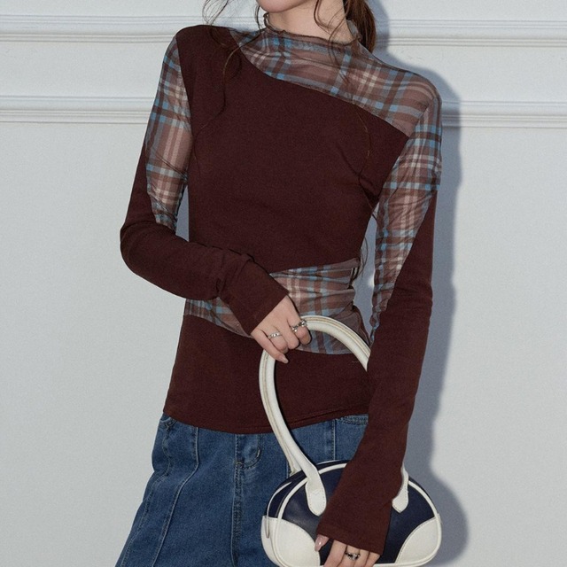 Sheer check panel tops　V3120